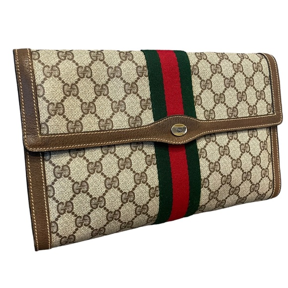 🔴SOLD🔴Gucci Large Ophidia Sherry Line Supreme GG Monogram Clutch - Picture 3 of 13